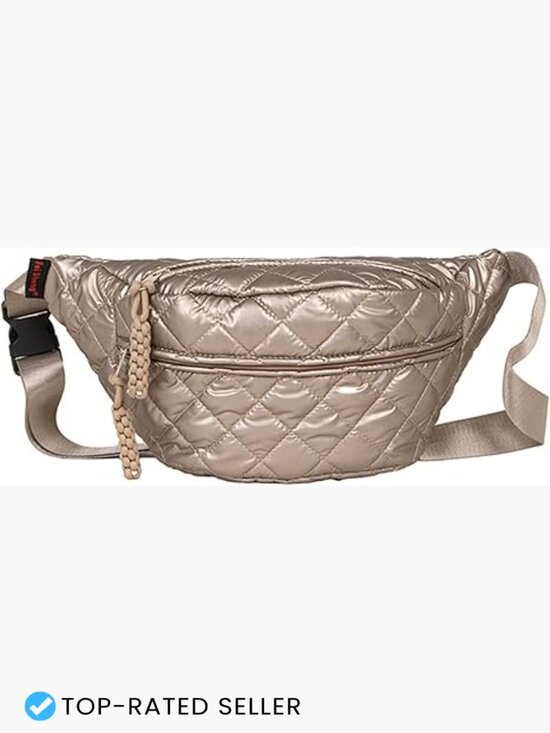 Metallic Quilted Chest Fanny Pack Crossbody Bag Sling Backpack Unisex main image 6